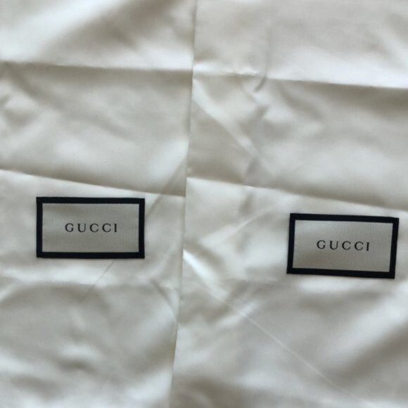 GUCCI Drawstring Pair Dust Bags with Logo Patch Ivory  Off White 17.5" x 8.5" - Picture 3 of 3
